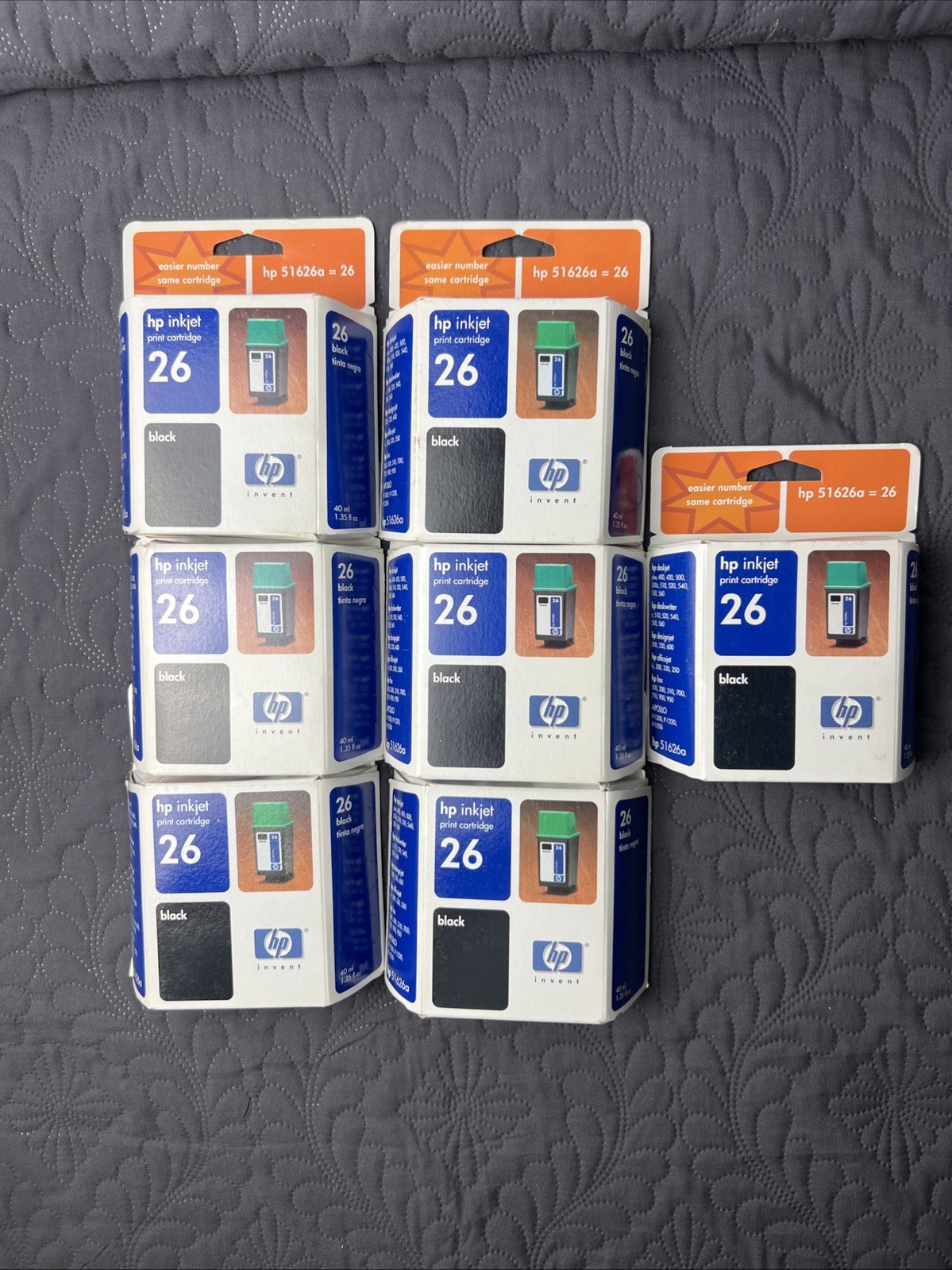 7pack Genuine HP Black 51626a Printer Ink Inkjet Cartridge Deskjet Exp 11/2002