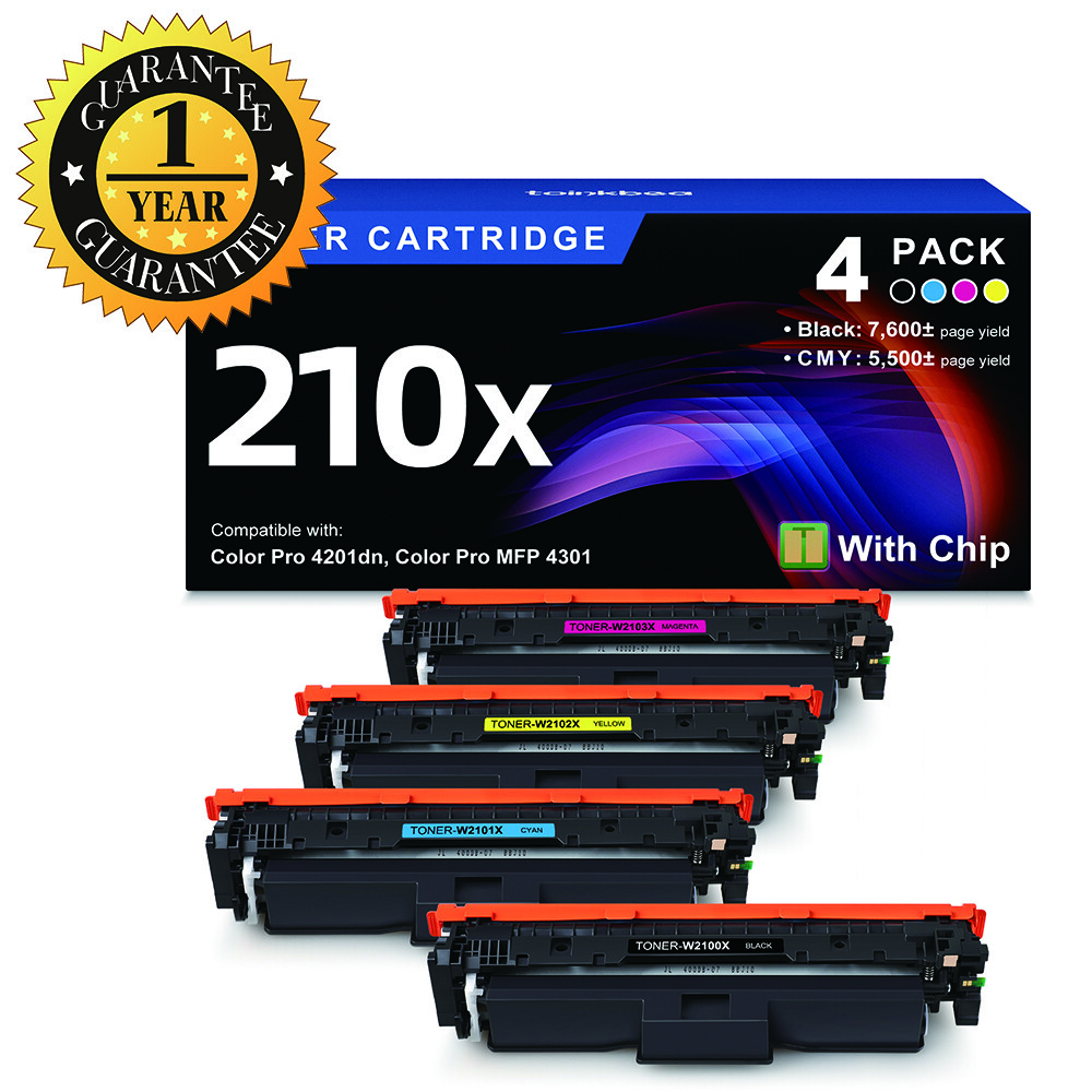 210X 4-Pack High Yield Toner for HP Color LaserJet 4201dn, MFP 4301fdn (W2101X)