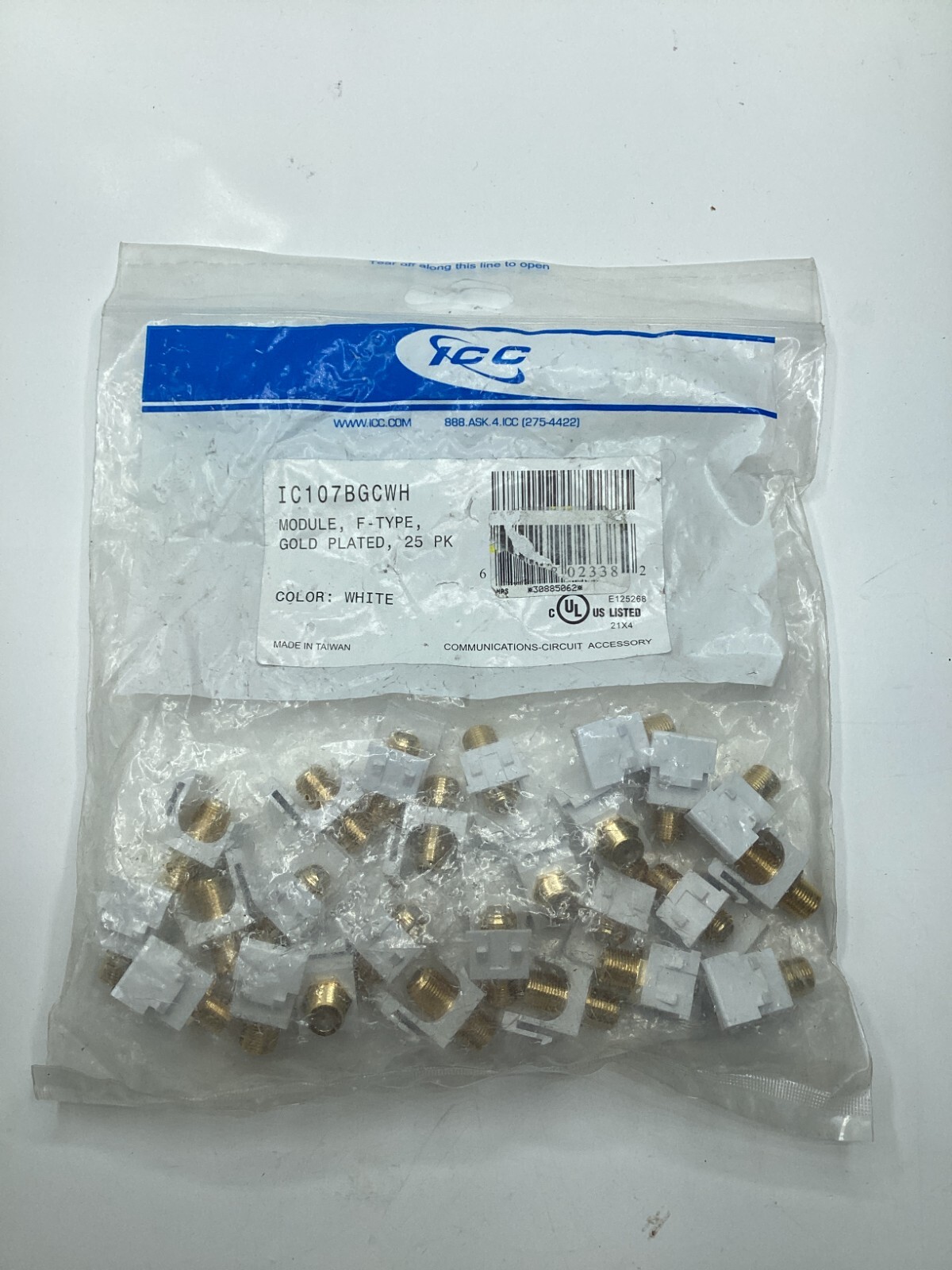 (Pack of 25) ICC  Module, F-Type, Gold Plated EC107BGCWH