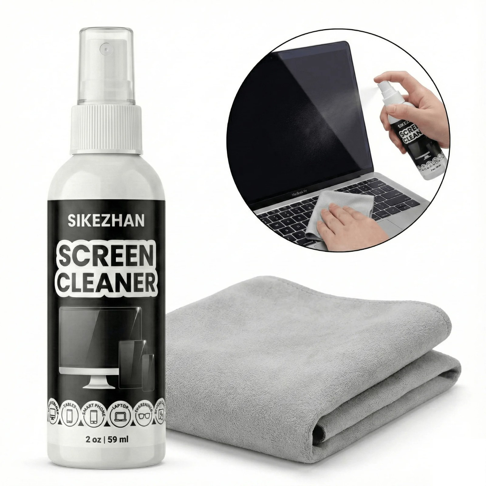 Screen Cleaner Kit Spray & Microfiber Cloth for Laptop Phone TV
