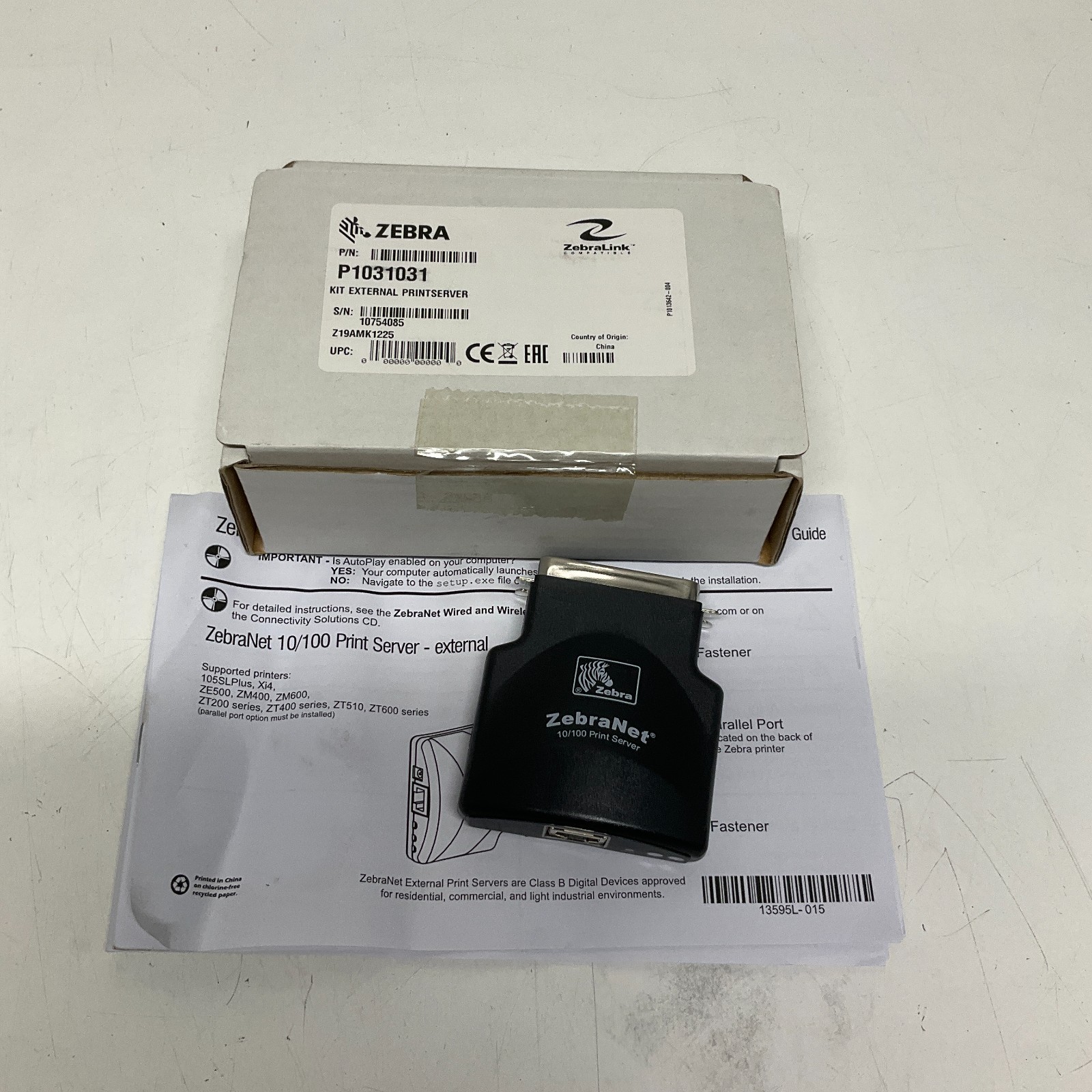 P1031031 Ethernet External For Zebra Print Server Net 10 100 Printer parts