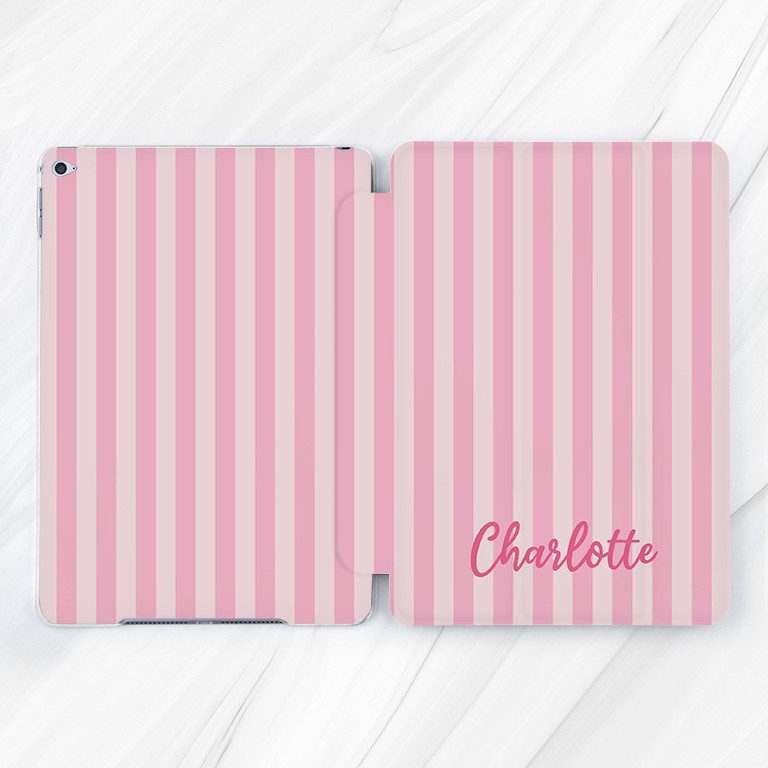 Cute pink stripes Custom name  Case For iPad 10.2 Pro 13 Air 11 Mini 7 12.9 A16