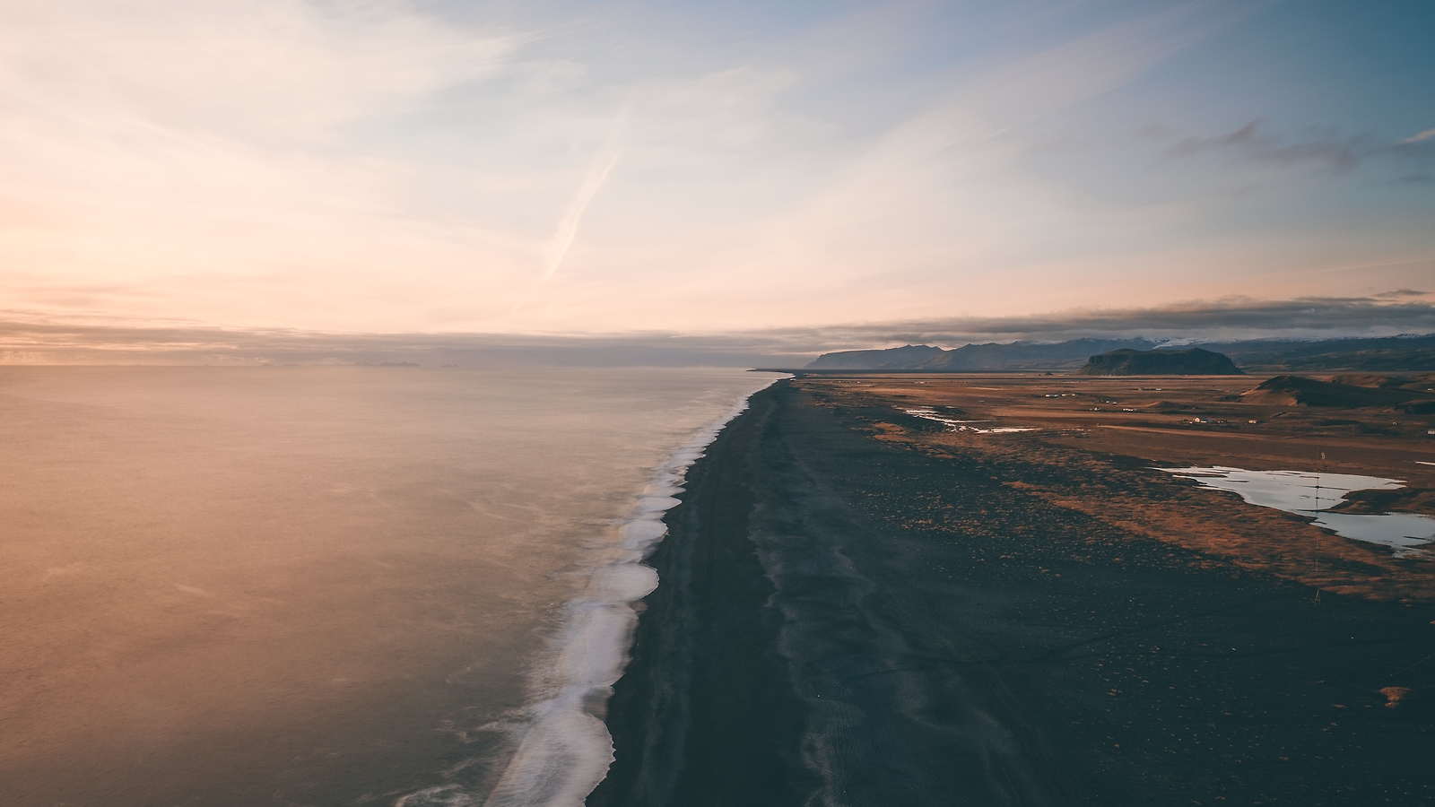 Landscape nature sea black sand sunset vik iceland Custom Gaming Mat Desk