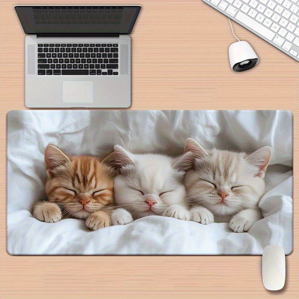 1pc Cute Cat Pattern Printed Desk Mat, Multifunctional Mouse Pad for Keyboard ♮