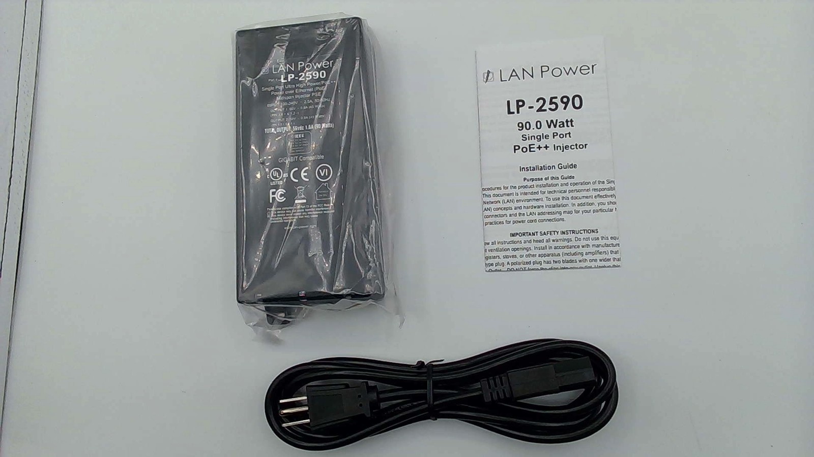 LAN Power LP-2590 Single Port ULTRA High Power PoE++ Midspan Injector