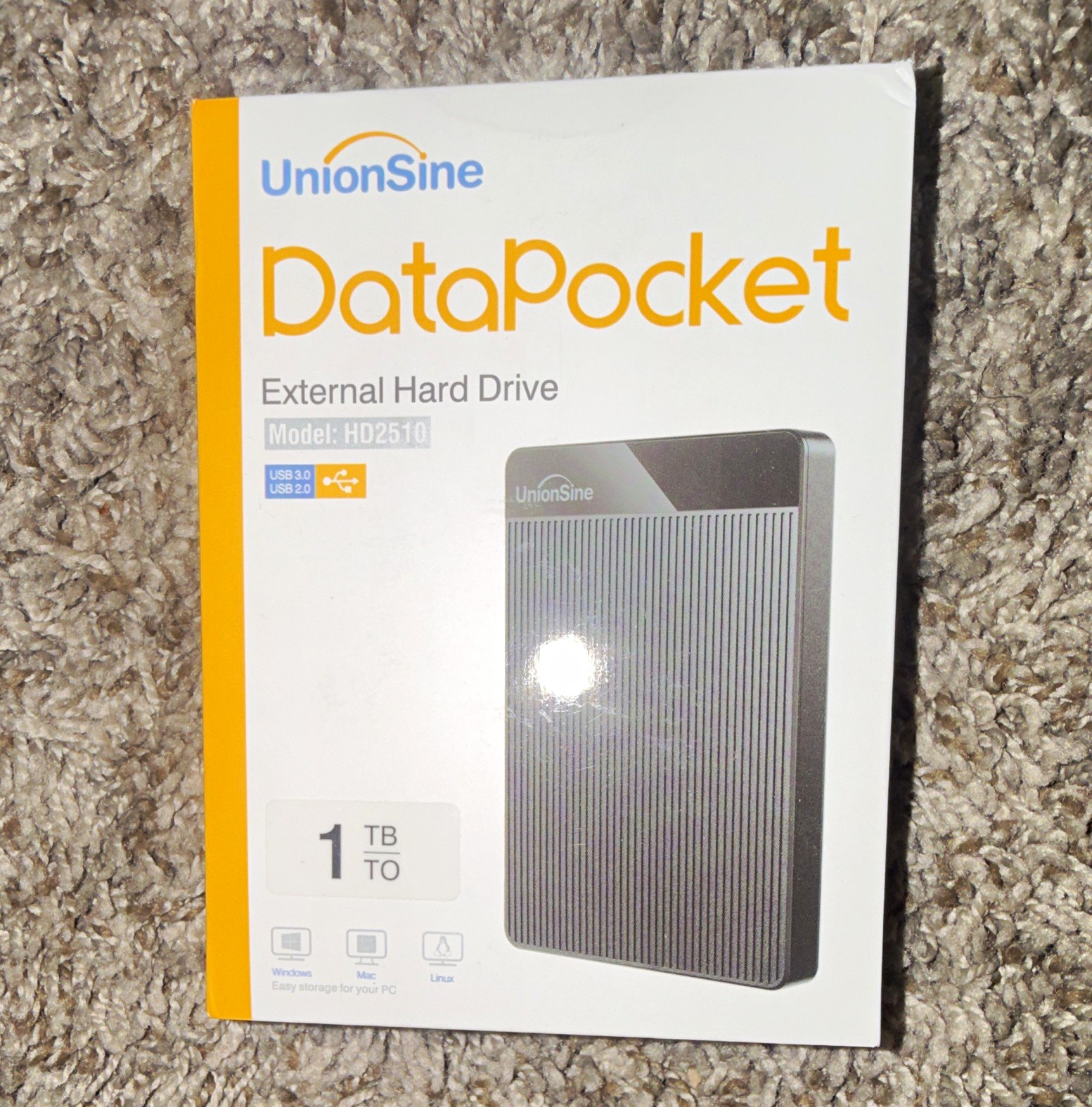 UnionSine DataPocket HD2510 1TB USB 3.0/2.0 External Drive, Black