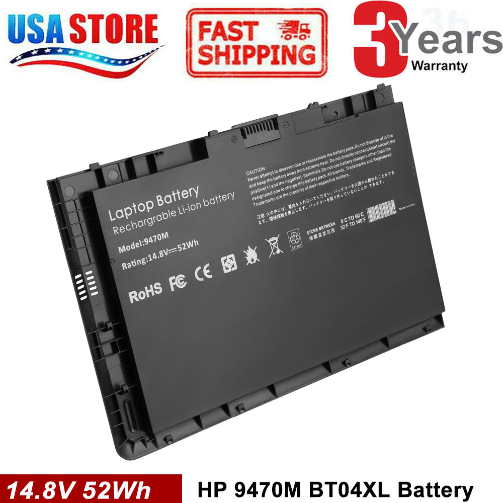 For HP EliteBook Folio 14"" 9470m Battery 14.8V 52Wh 3400mAh 687945-001 BT04XL