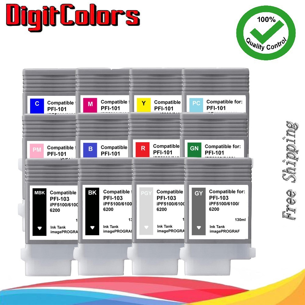Full Set 12 Colors of PFI-101 &PFI-103  Ink Tank for Canon IPF 5100 6100 6200