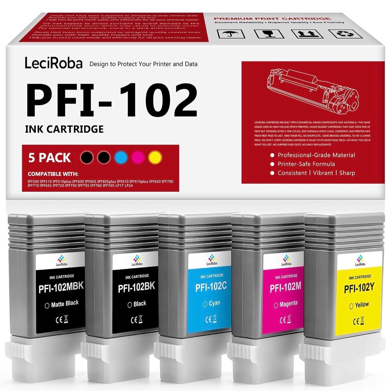 PFI102 Ink Cartridge for Canon IPF500 IPF510 IPF600 IPF605 IPF610 IPF650 IPF700