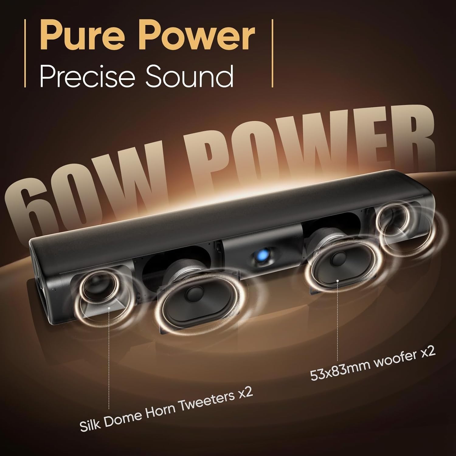 60W Bluetooth 5.3 Sound Bar for Smart TV 17" Optical AUX Wall Mount Speaker
