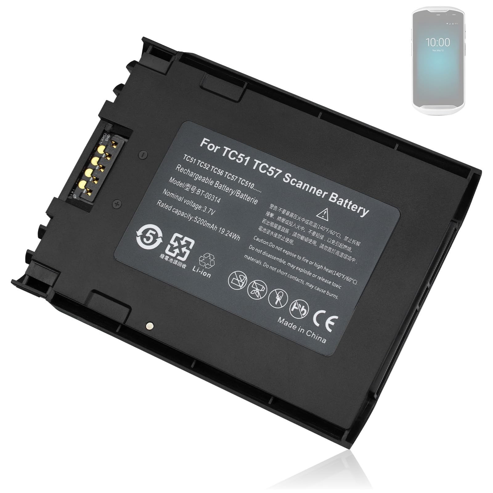 for Zebra TC57 Battery Replacement: TC57 TC51 TC52 TC56 TC510 TC510K TC520L T...