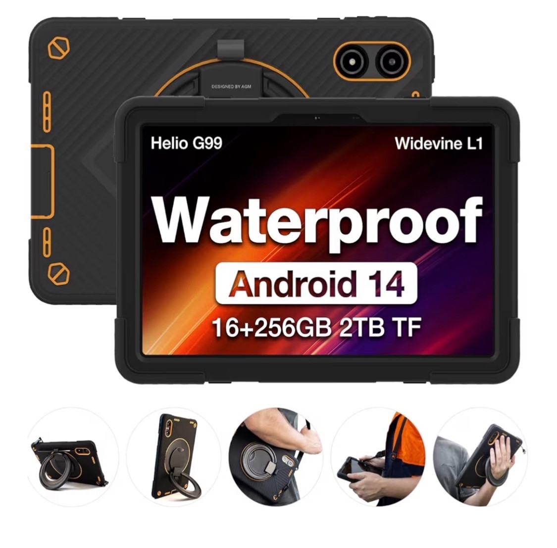 PAD P2 Active Rugged Android 14 Tablet with Case, Waterproof & Drop-Proof, Widev