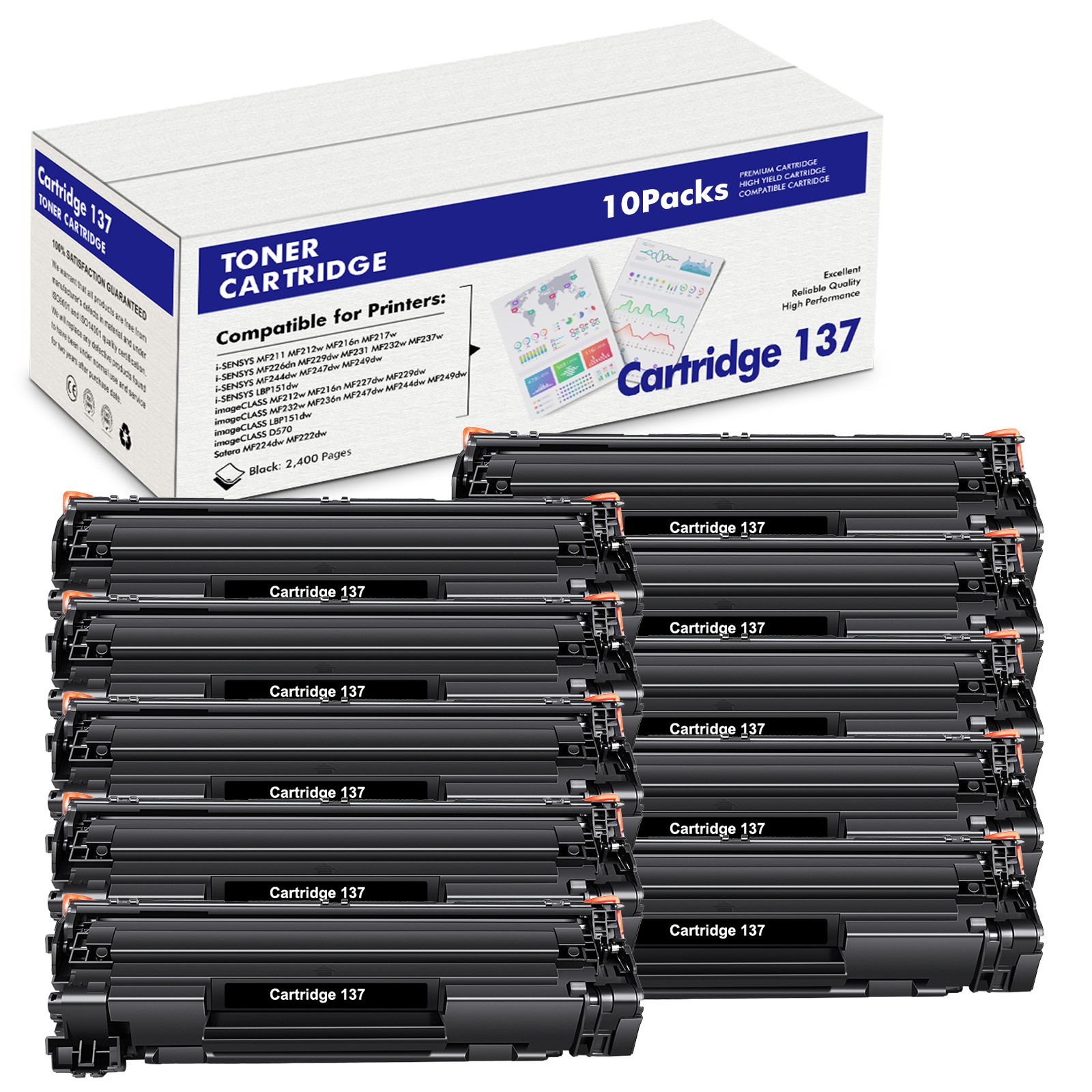 10 PK C137 CRG137 Toner for Canon 137 ImageClass MF227dw MF212w MF232w MF244dw