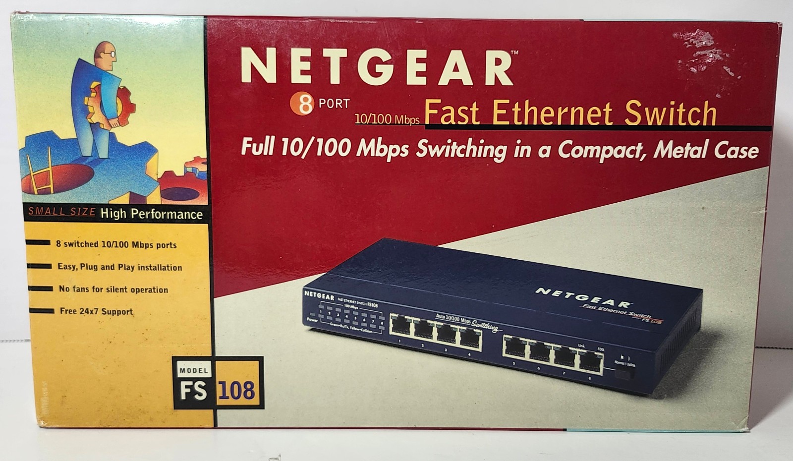 Netgear FS108 8 Port Fast Ethernet Switch Metal Case NEW Sealed Box FS108NA