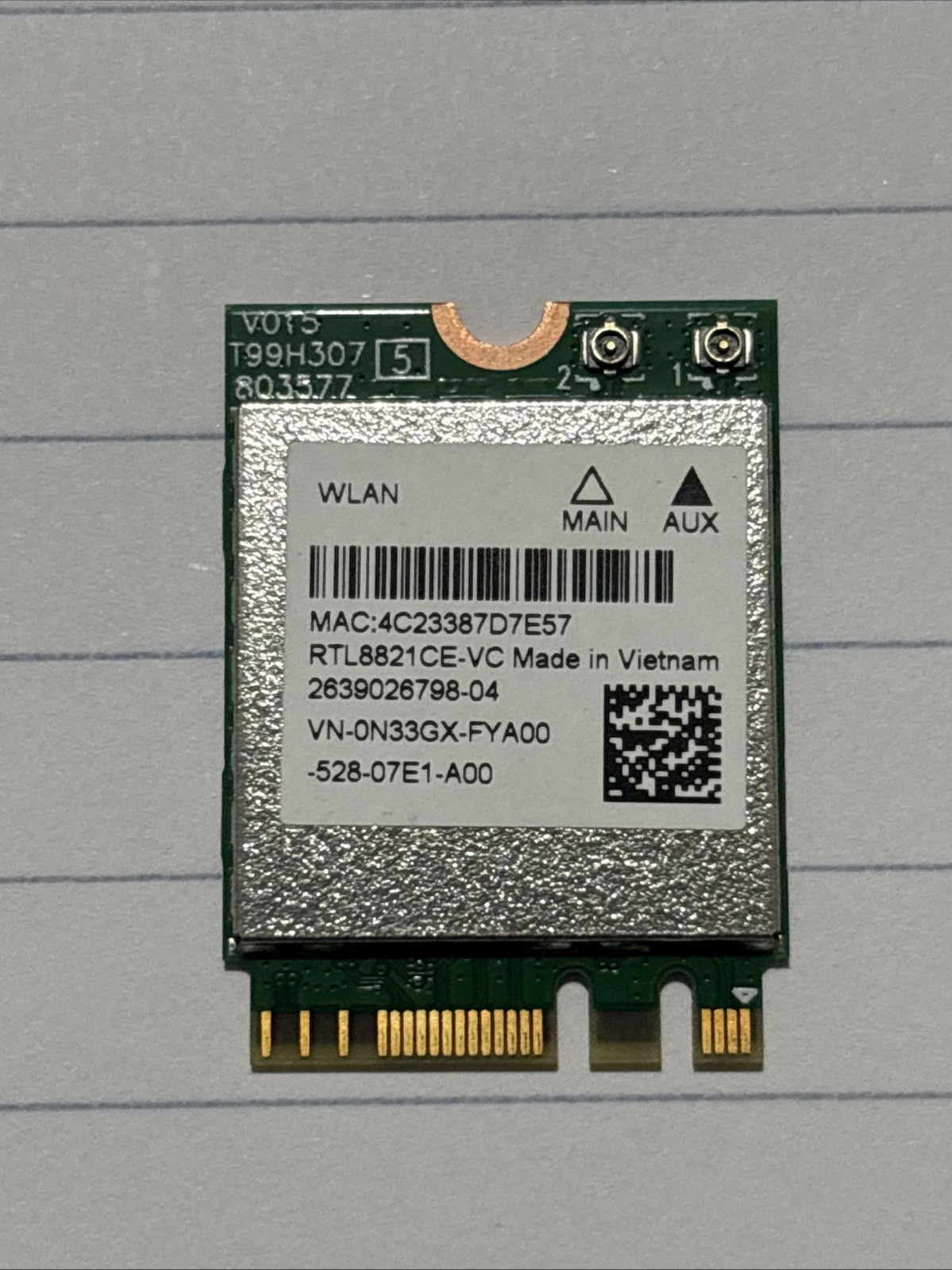 Genuine Realtek RTL8821CE 802.11 Ac 1x1 WiFi + Bluetooth 4.2 Adapter Dell N33GX