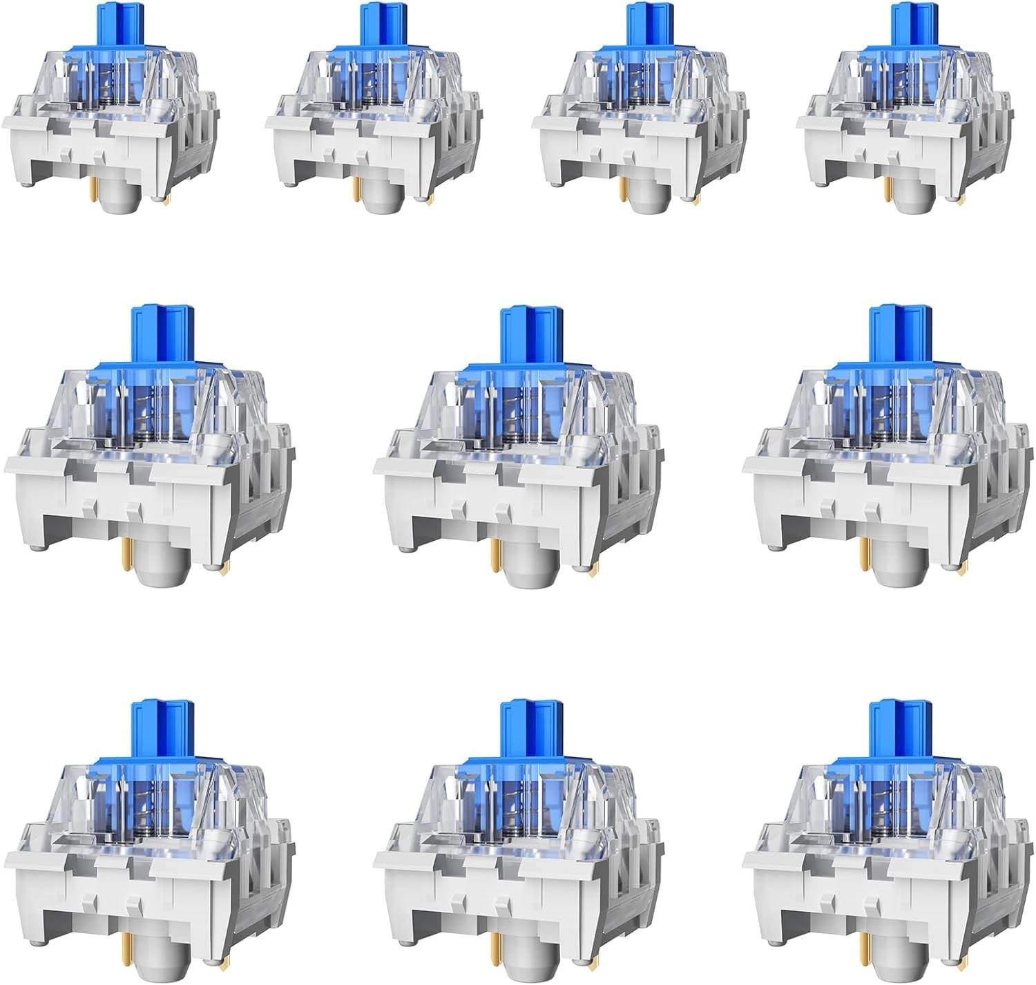Durable CLICKY Keyboard Switches, 10PCS Blue Mechanical RGB, Dust & Waterproof