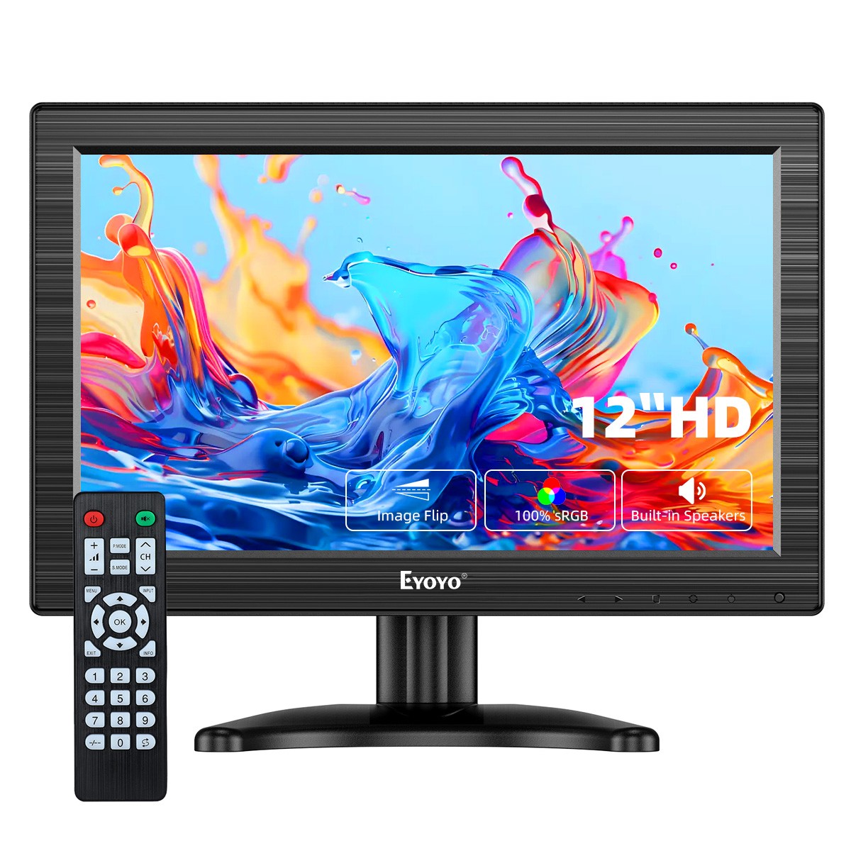 Eyoyo 12" Inch LCD Monitor AV HDMI BNC VGA 1366x768 Remote Portable Video Screen