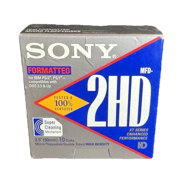 Sony 10MFD-2HD 3.5" 1.44MB HD Formatted Floppy Disks 10 Pack Box New Open Box