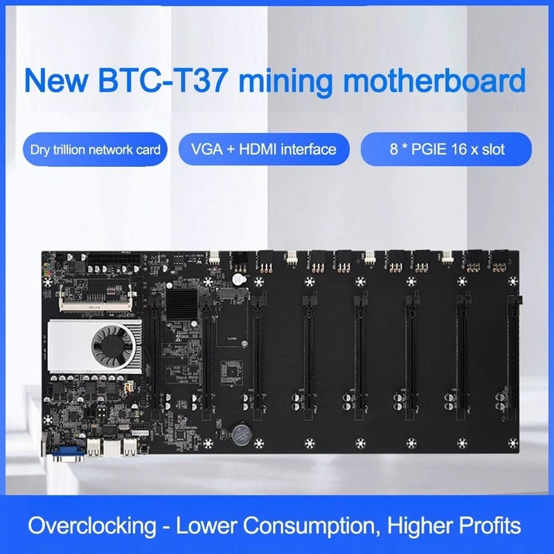 BTC-T37 Mining Miner Motherbord 8GPU PCI-E 16X DDR3 with CPU for BTC ETH US