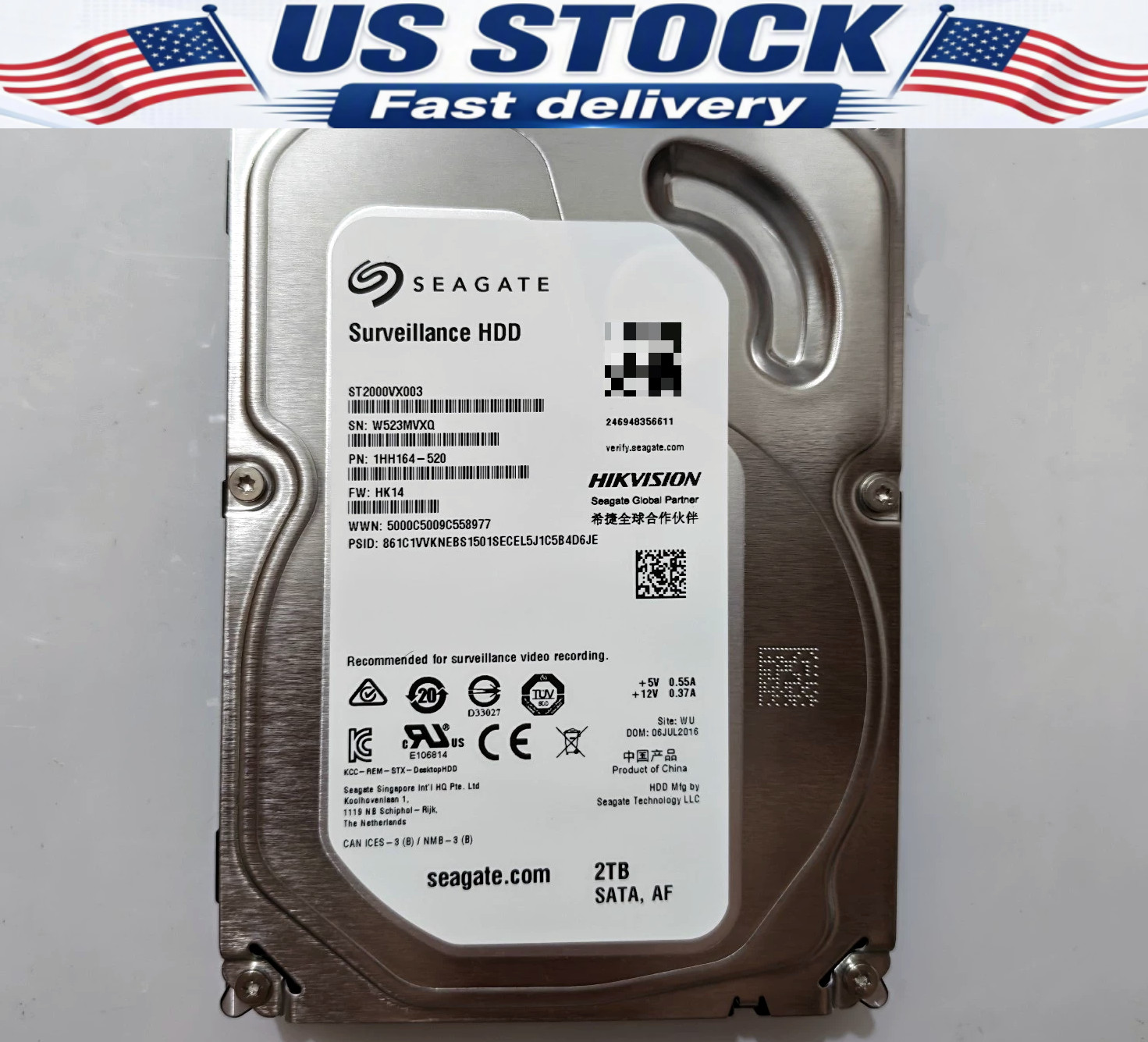 New Seagate ST2000VX003 2TB 3.5" 5900 RPM 64MB SATA Hard Drive HDD