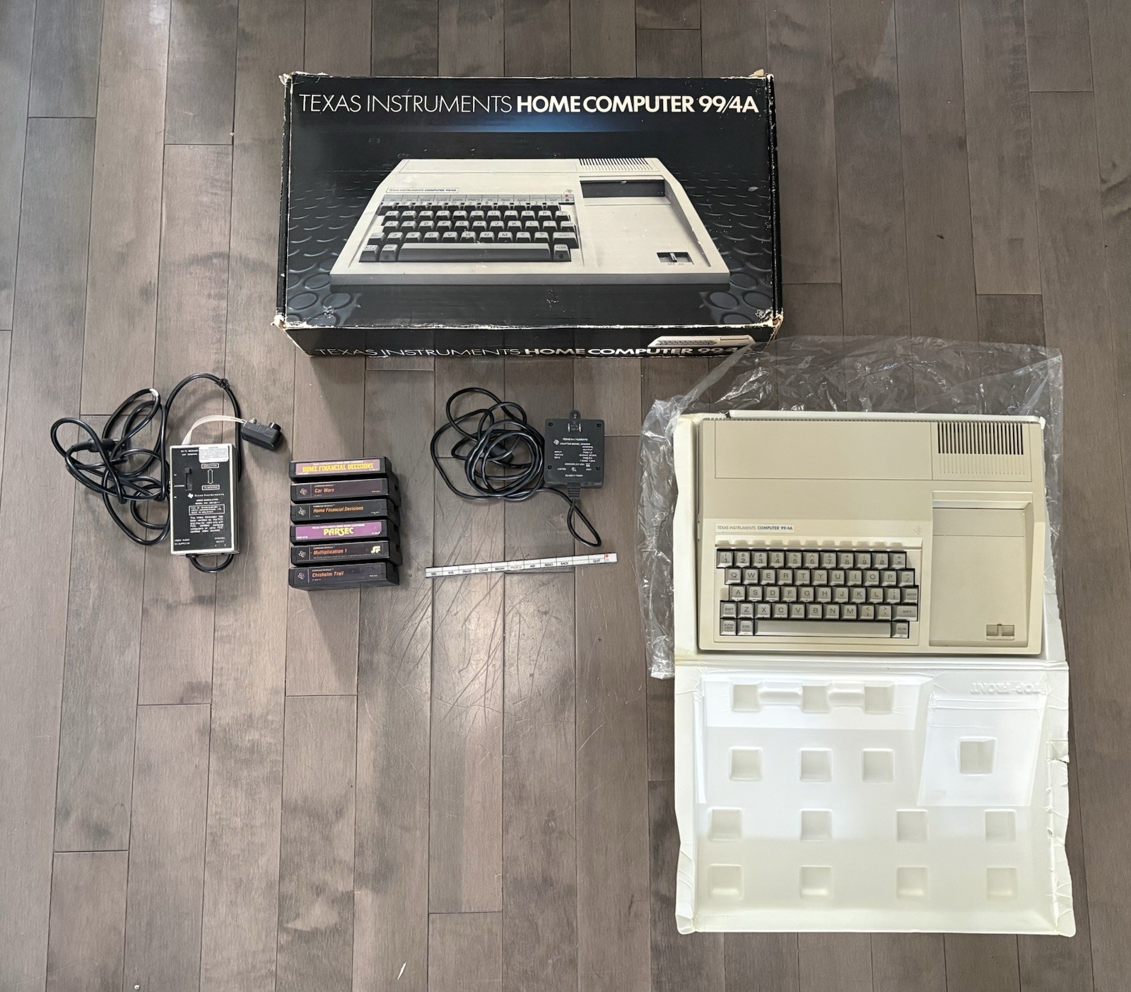 Texas Instruments TI-99/4A Home Computer In Box CIB + 6 Games Lot & Cables