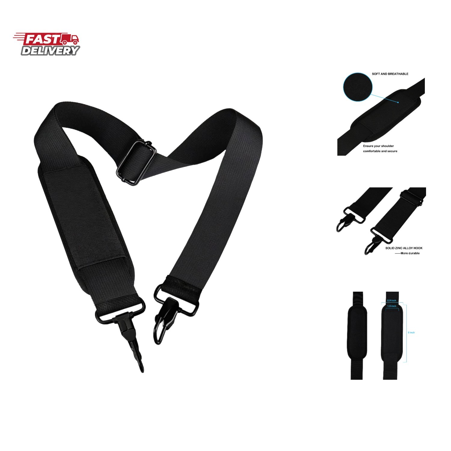 Universal Replacement Laptop Shoulder Strap, Durable 55" Adjustable Comfortab...