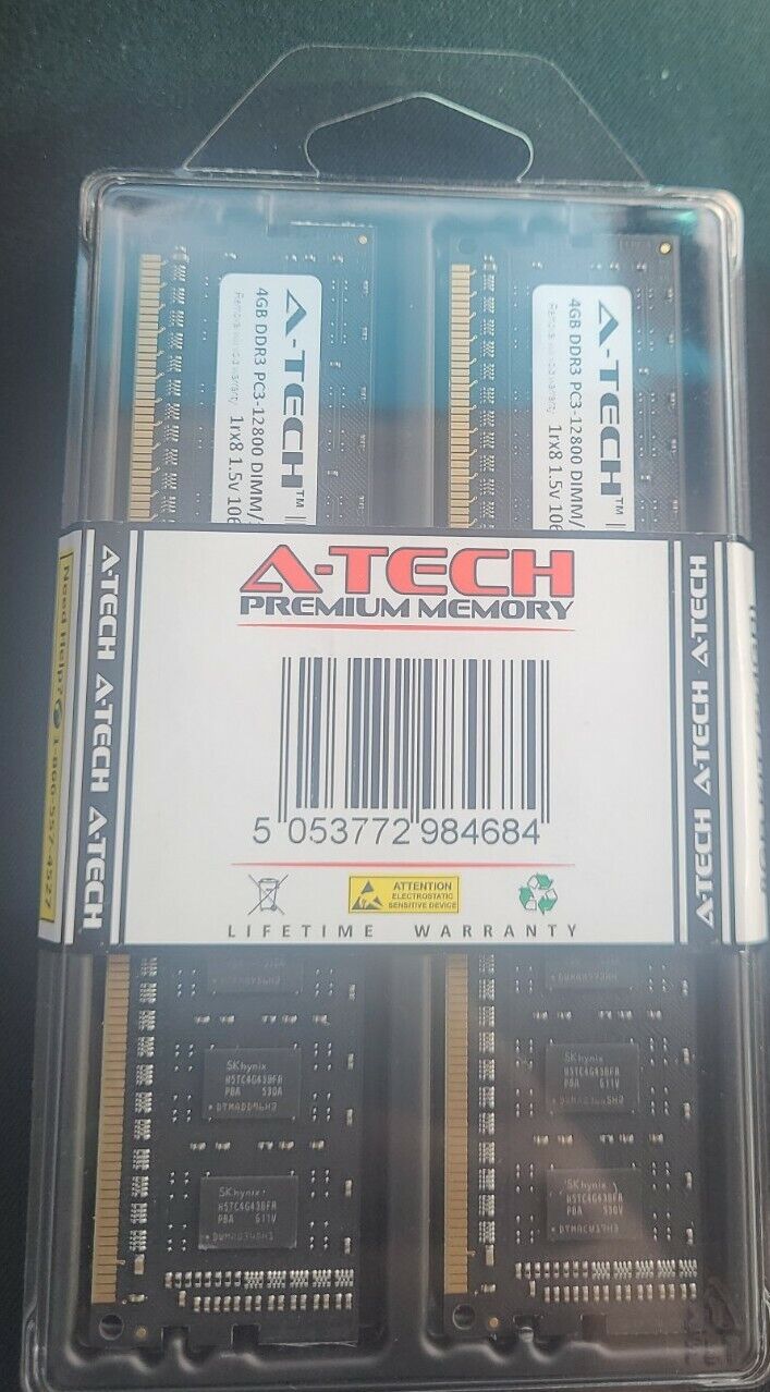 A-Tech 8GB DDR3 1600MHz Desktop Memory Kit (2 x 4GB) PC3-12800