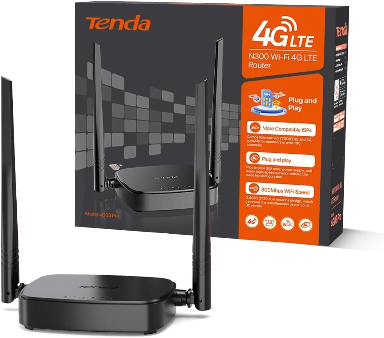 Tenda 4G05 Pro Router 4G LTE Cat4 Wireless N300Mbps WiFi Router