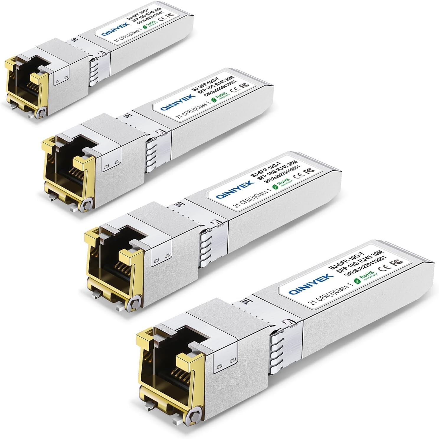 4-Pack 10G SFP+ to RJ45 Module 10Gbase-T Transceiver CAT6a/7 30m 98.4ft