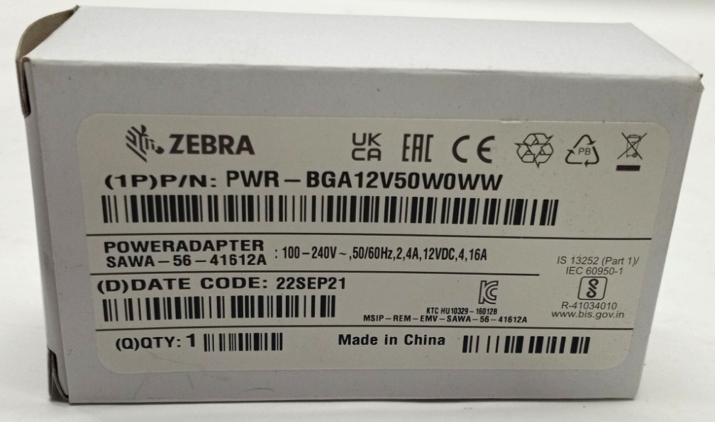 NEW Open Box GENUINE Zebra PWR-BGA12V50W0WW Power Adapter N2108 C9