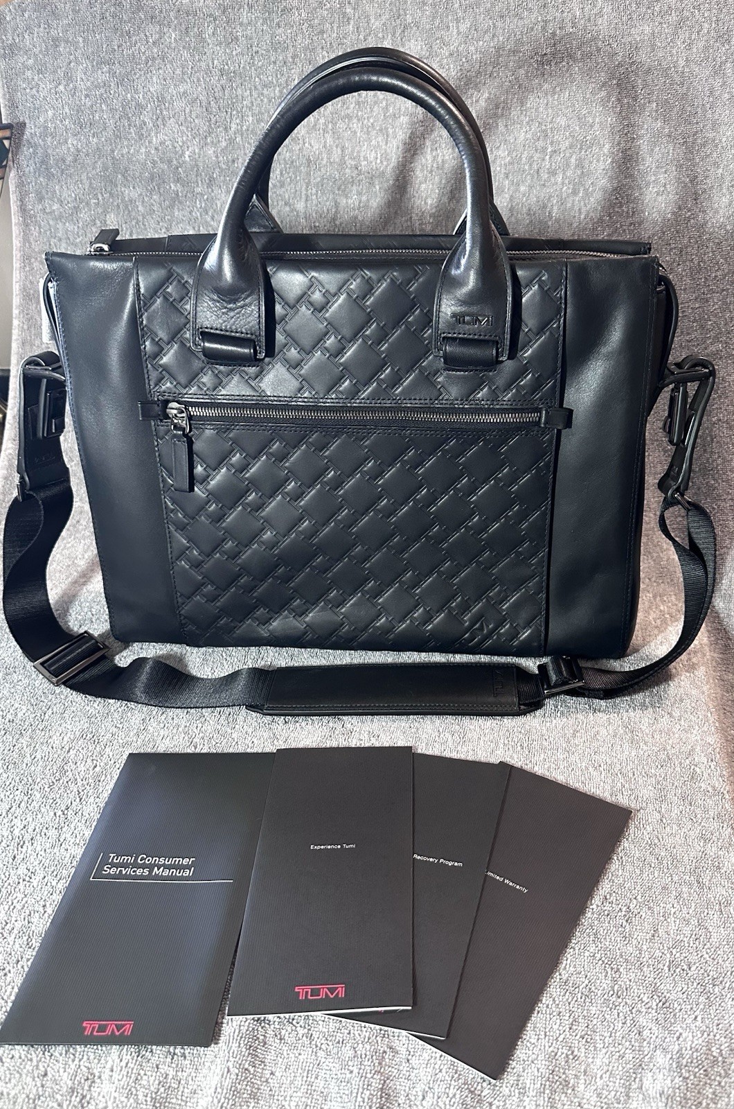 NWOT Tumi Tracer Ticon Slim Zip Top Briefcase Black Leather Vintage MSRP $695