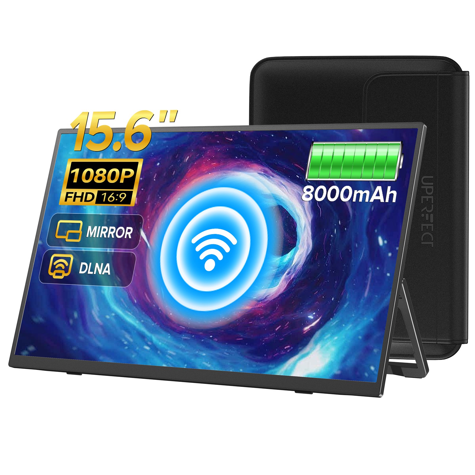 UPERFECT Battery Wireless Portable Monitor 8000mAh 15.6" 1080P IPS USB-C/HDMI