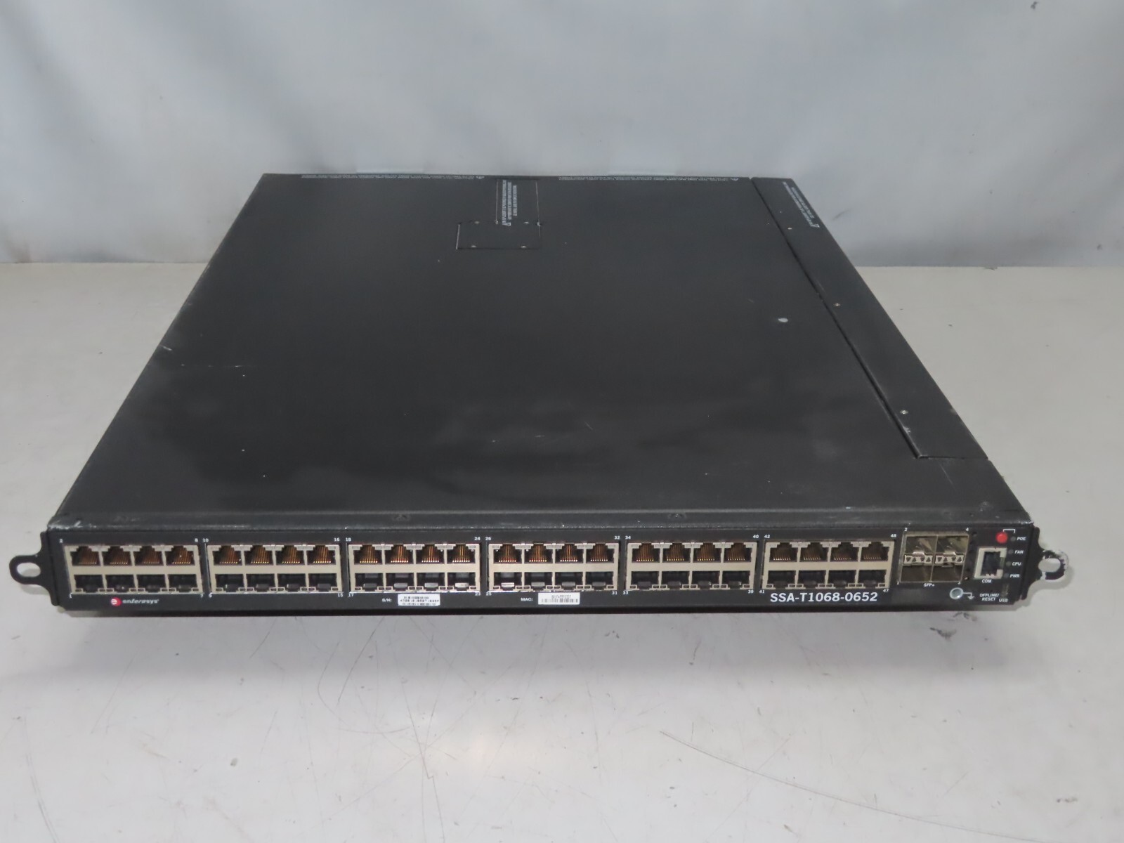 Enterasys/Extreme Networks SSA 48TS RJ45 POE and 4 SFPP PORT 1X-A SSA-T1068-0652