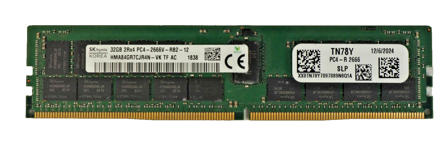 SKhynix 32GB 2Rx4 PC4-2666V HMA84GR7CJR4N-VK ECC REG Server Memory RAM