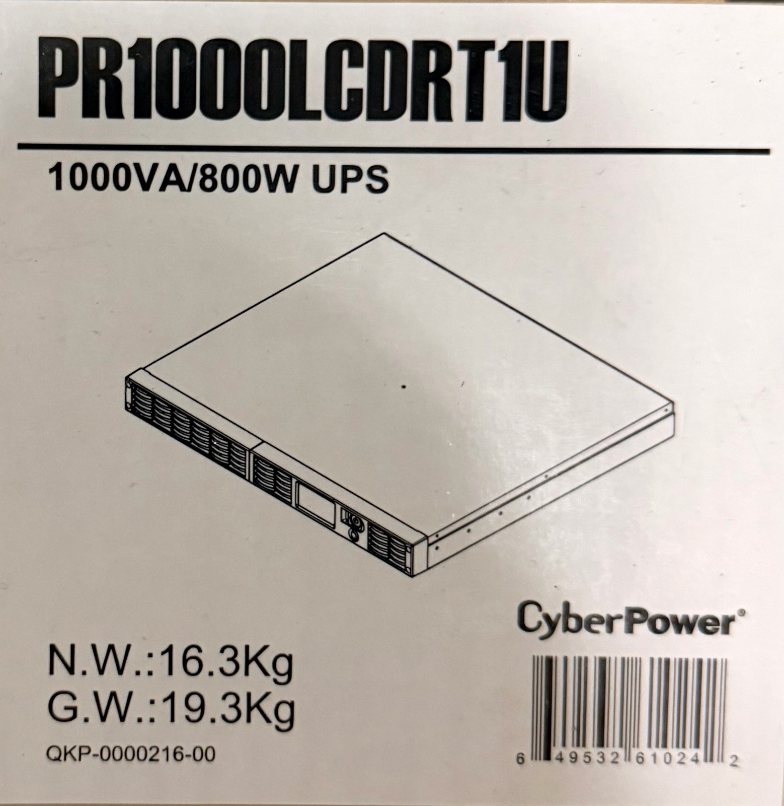 CyberPower PR1000LCDRT1U Smart App 1000 VA / 800 W Sine Wave 1U RT LCD UPS (NEW)
