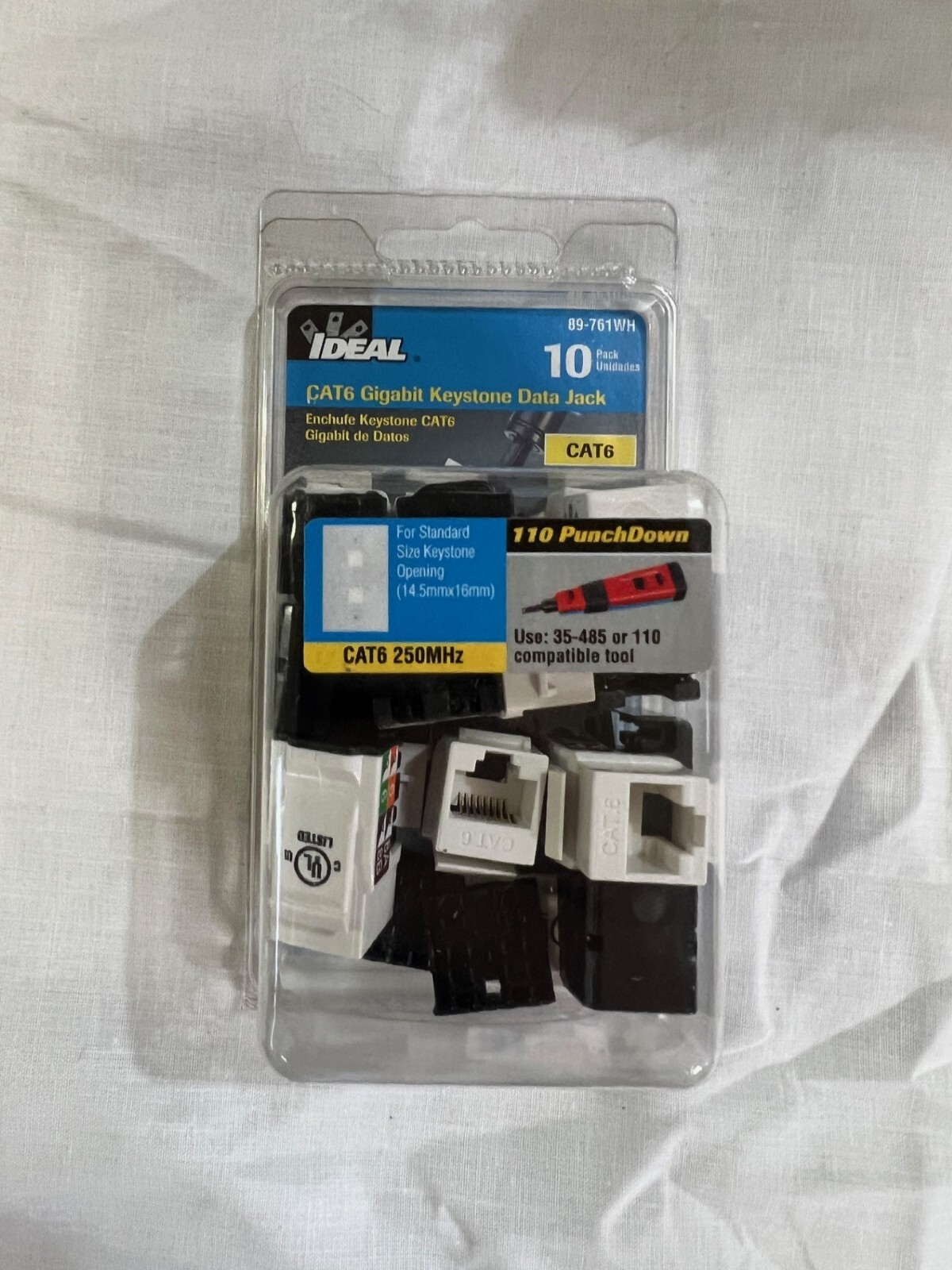10 Pk IDEAL Electrical 89-761WH IDEAL Electrical CAT6 Keystone Modular Jacks
