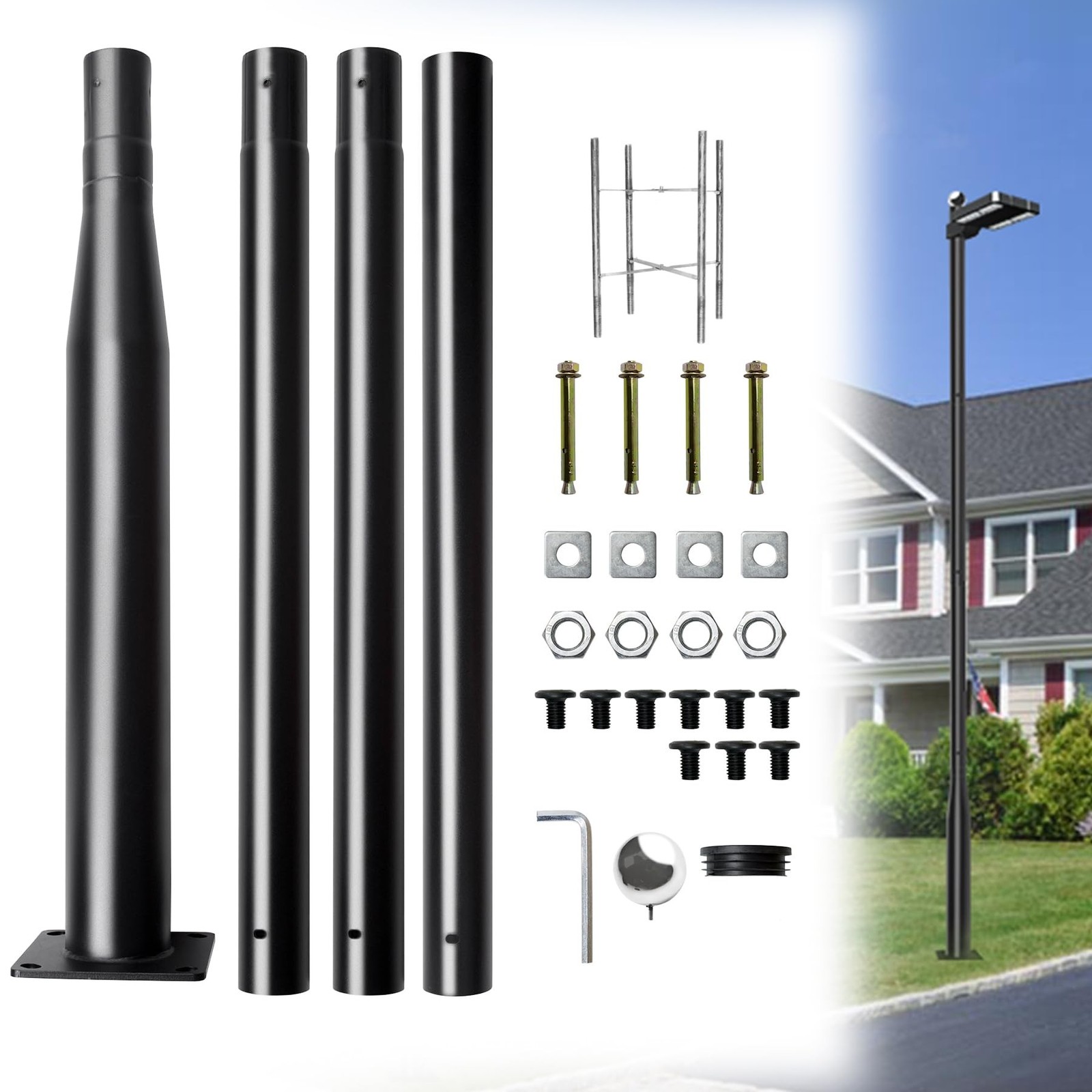 Street Light Pole 13Ft,Street Light Poles for Outdoor Lighting, Solar Street ...