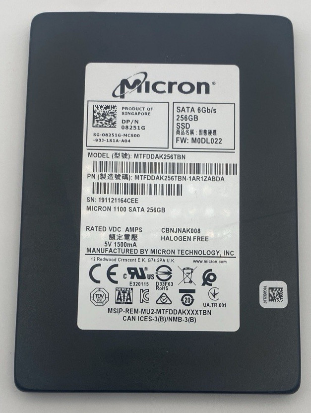 Dell Micron 256GB 2.5" SATA SSD 6Gb/s Solid State Drive 08251G Tested