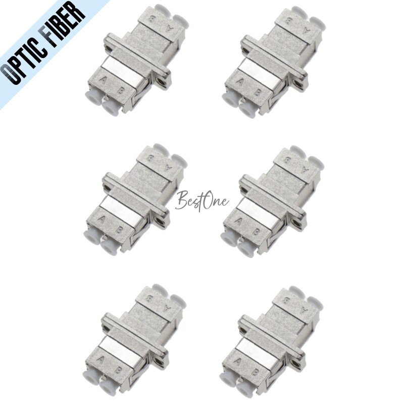 6Pcs LC to LC Metal SM/MM Duplex Optic Fiber Connector Optical Adapter Coupler