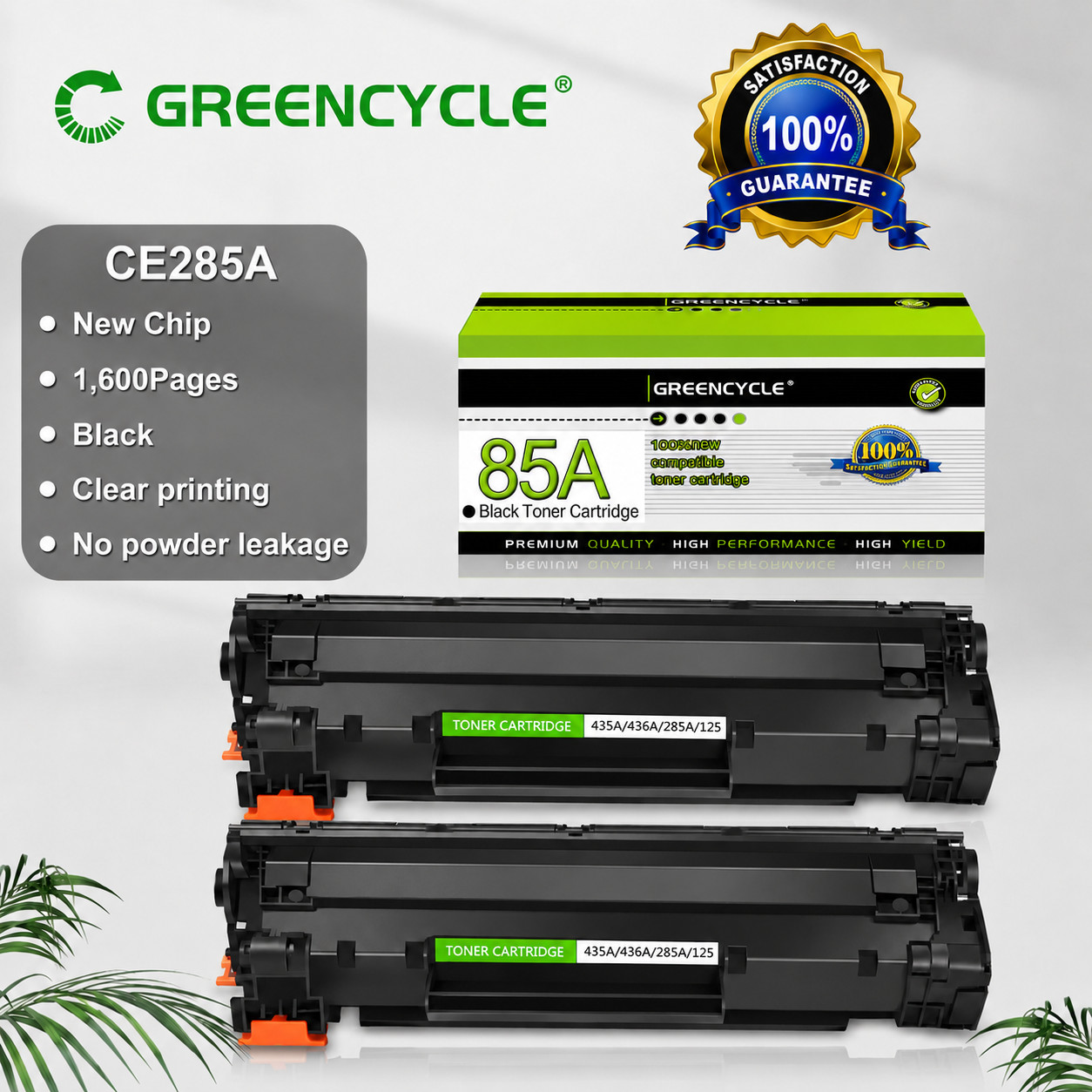 GREENCYCLE 2 Pack Universal 85A CE285A Toner for HP P1102 P1102W M1212NF M1522NF