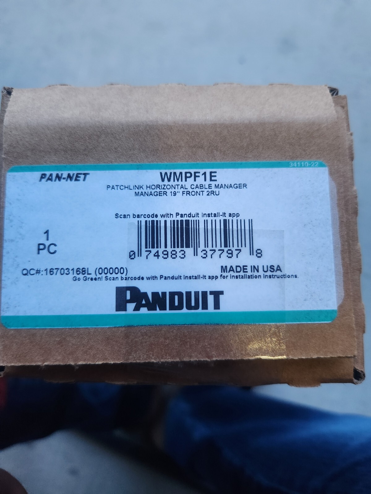 Pan-net Panduit WMPF1E HORIZONTAL 19INC FRONT R2U MADE IN USA