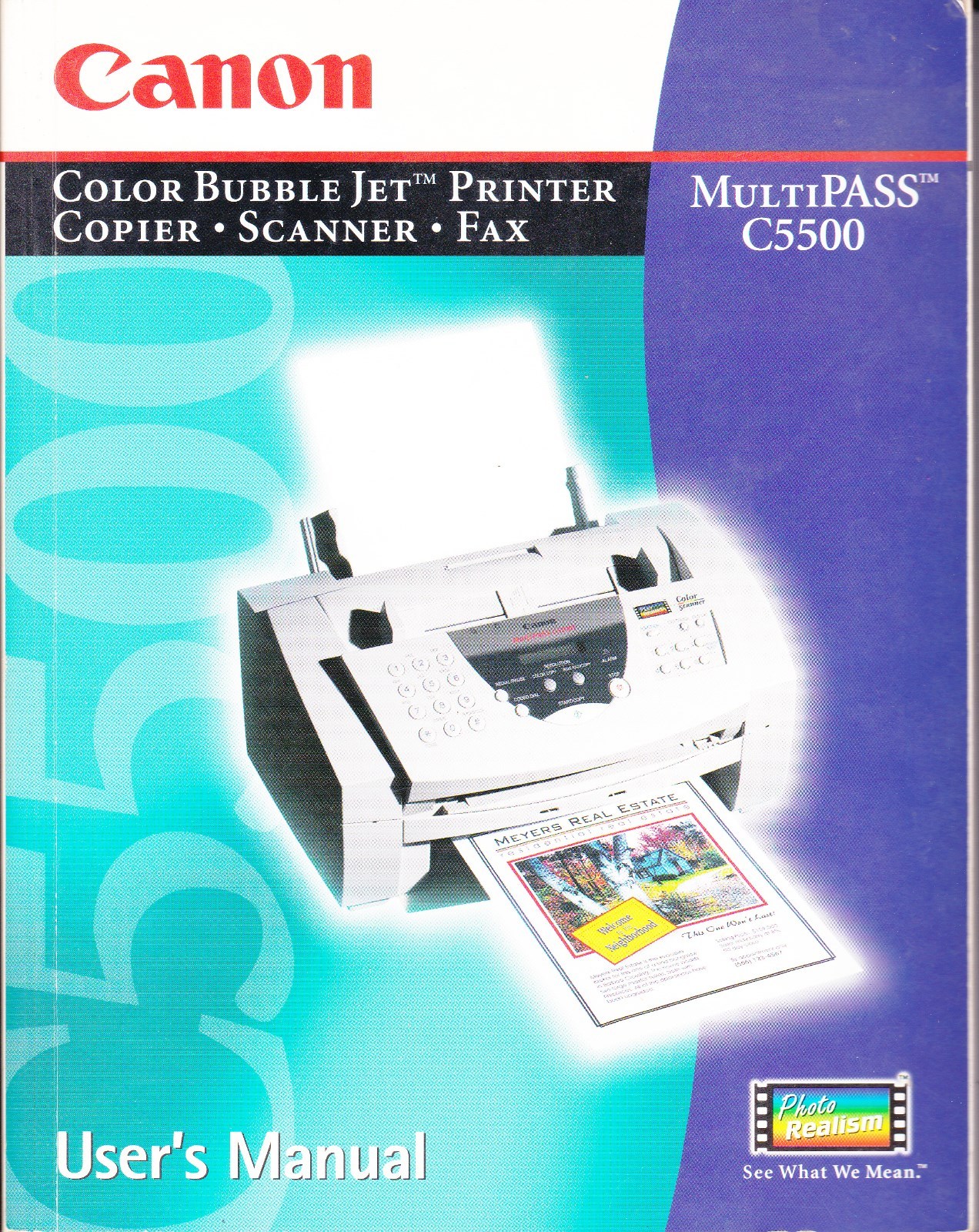 Canon MultiPASS C5500--User's Manual & Quick Start Guide--Excellent