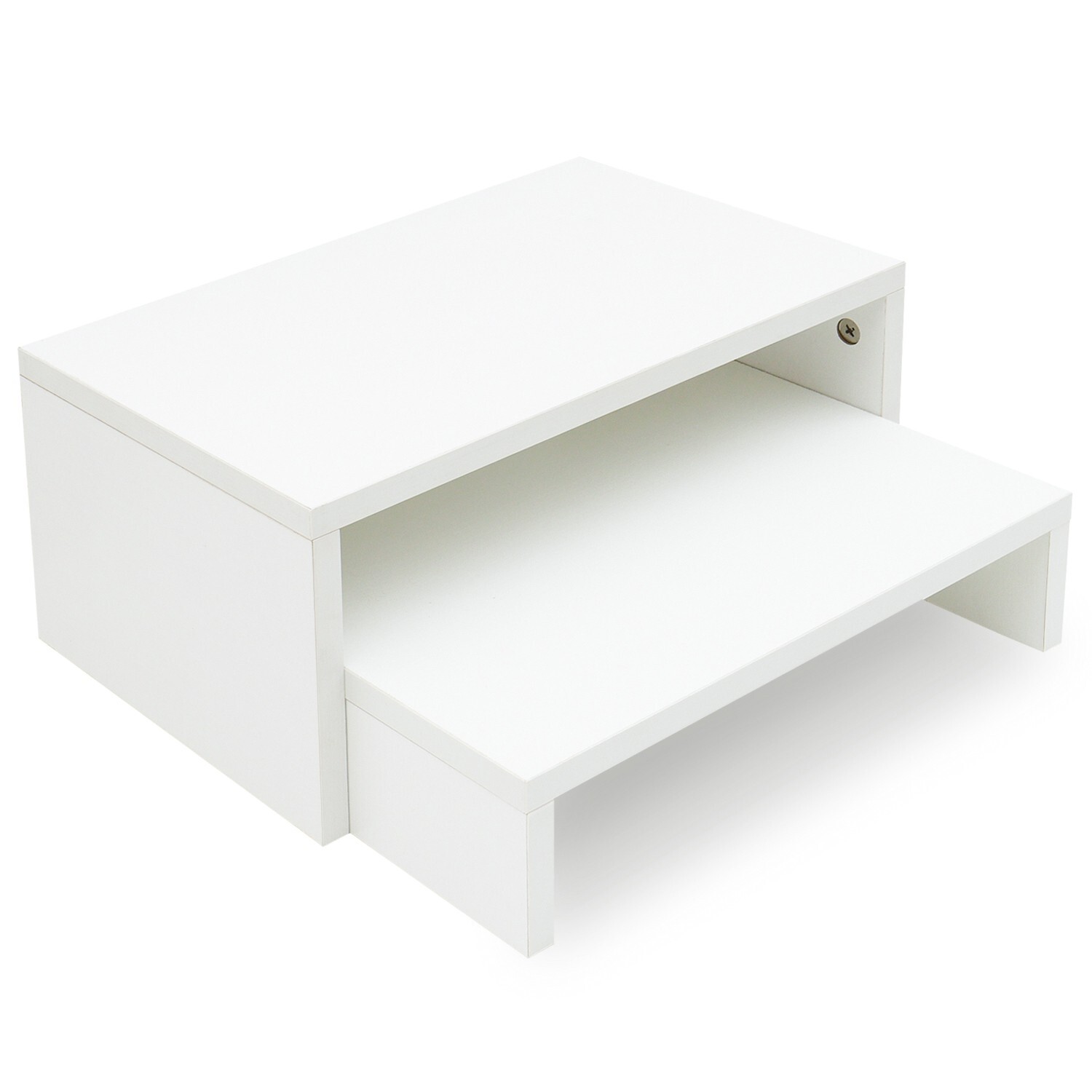 2 Pack Monitor Stand Riser,Wood 2 Tier Adjustable for 2 Monitors/Laptop/PC White