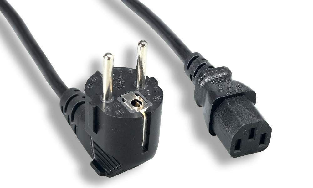 6ft Black European Schuko CEE7/7 to IEC320 C13 Angled Power Cord 16A 250V