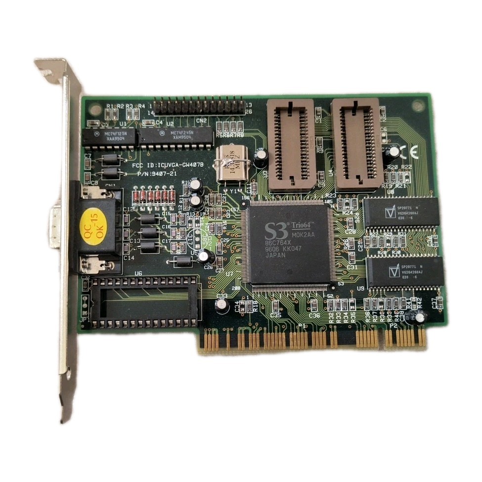 * SALE VINTAGE CARDEX S3 TRIO64 PCI VGA CARD FCC ICUVGA-GW407B PN 9407-21 MXB13