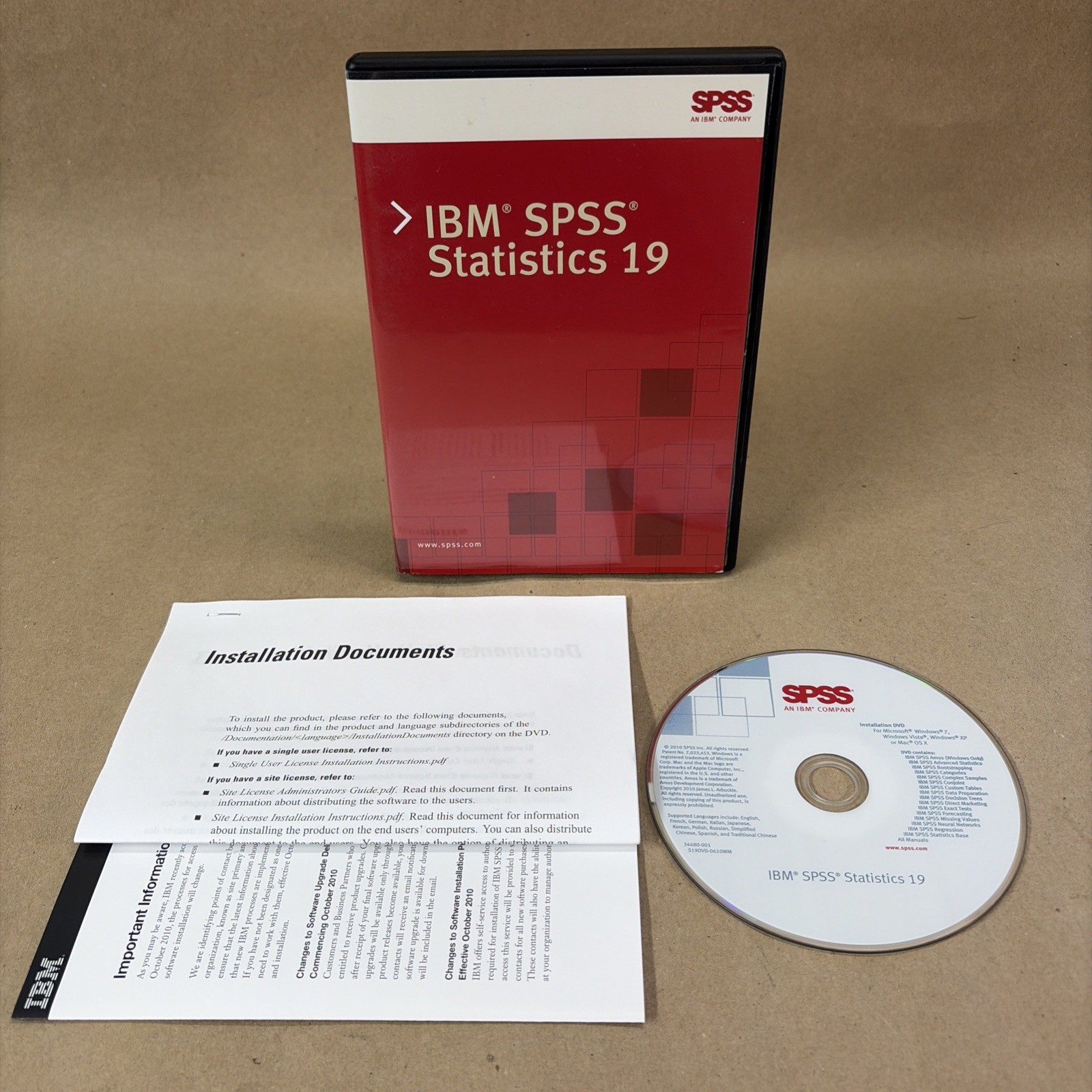 IBM SPSS Statistics Base 19 Win/Mac Standalone Vintage Software NO KEY