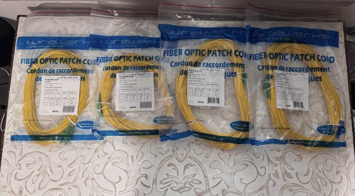 Wirewerks Fiber Optic Patch Cords - Single-Mode, 20m (Set of 4)