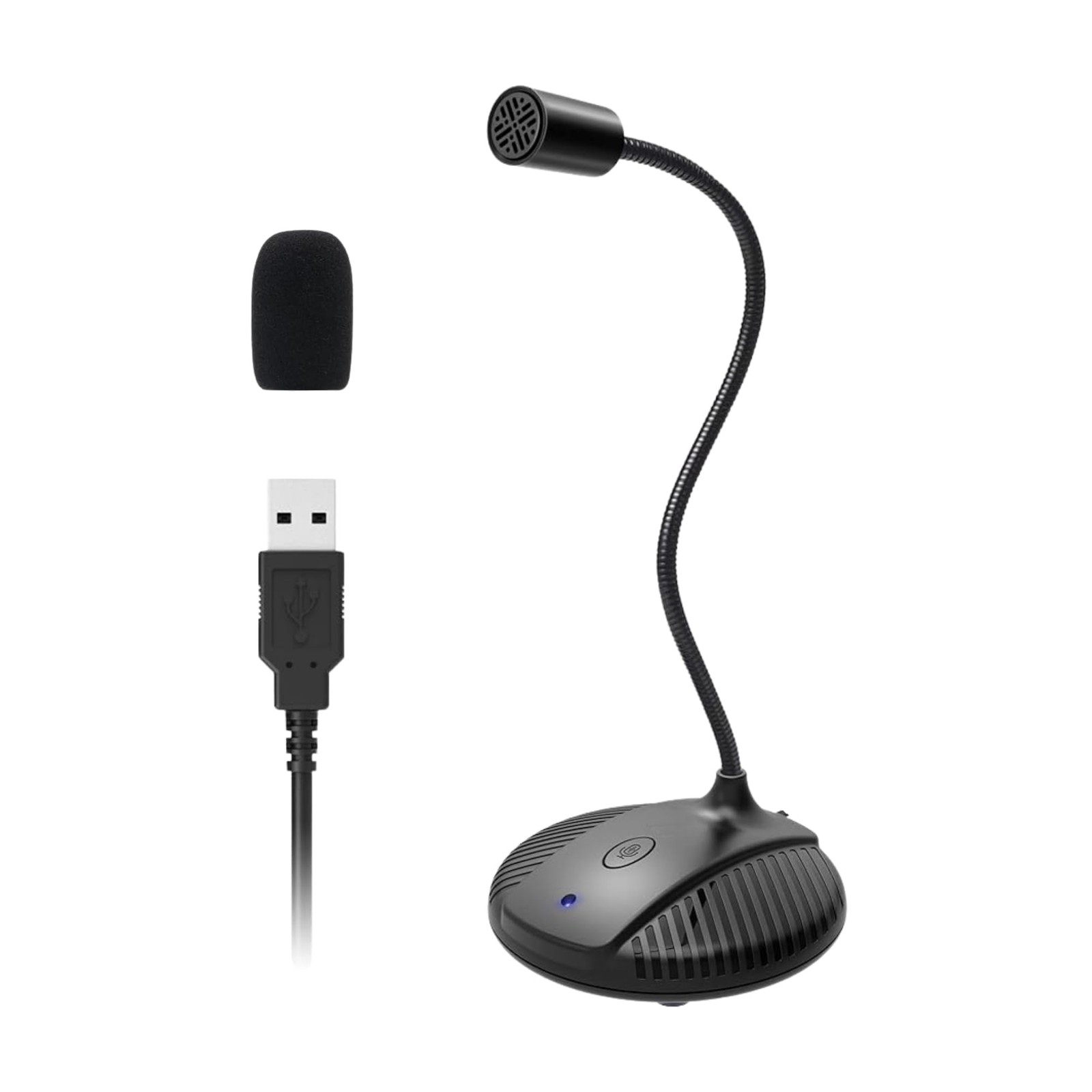 Gooseneck USB Microphone for PC - Plug & Play Computer Mic With Mute Button -...