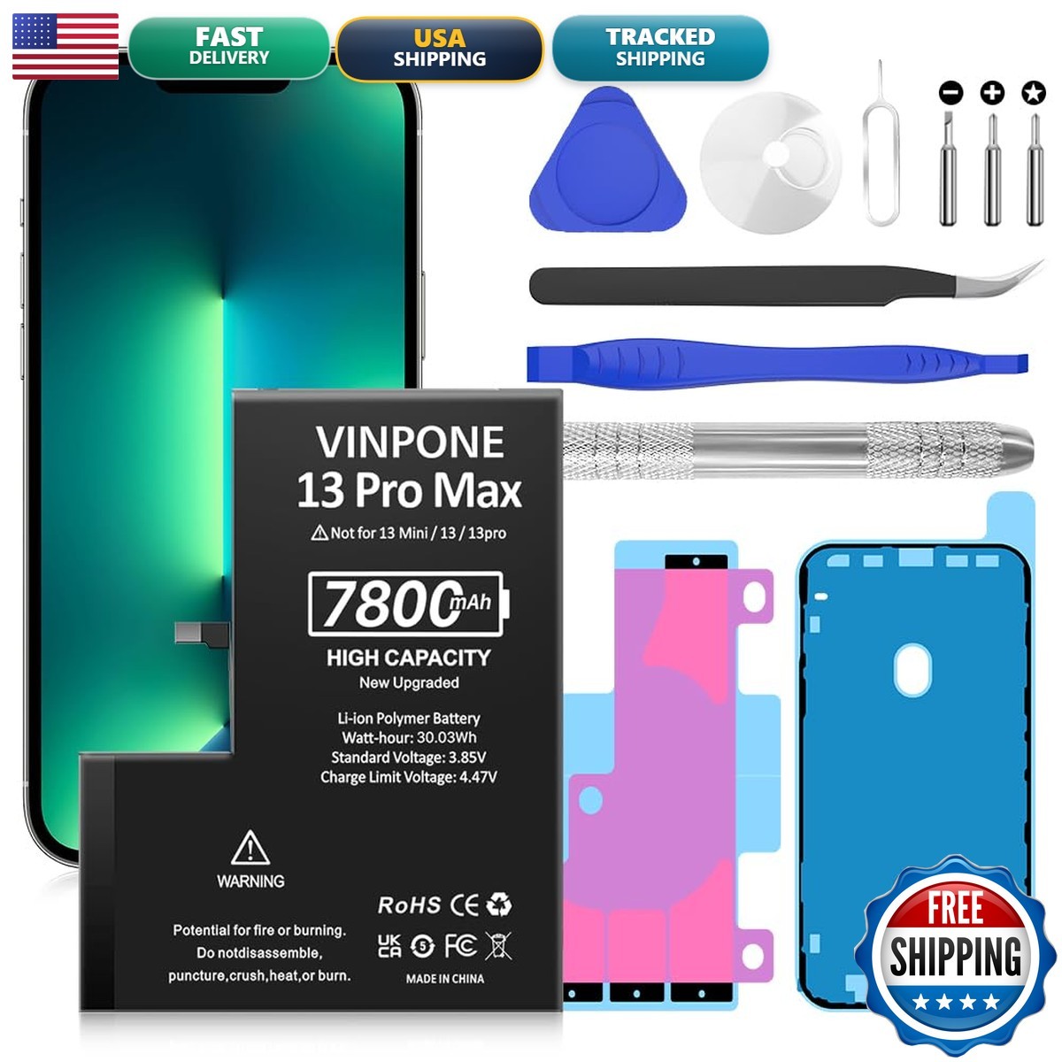SHENMZ Battery iPhone 13 Pro Max, (2026 Version) 7800mAh High Capacity