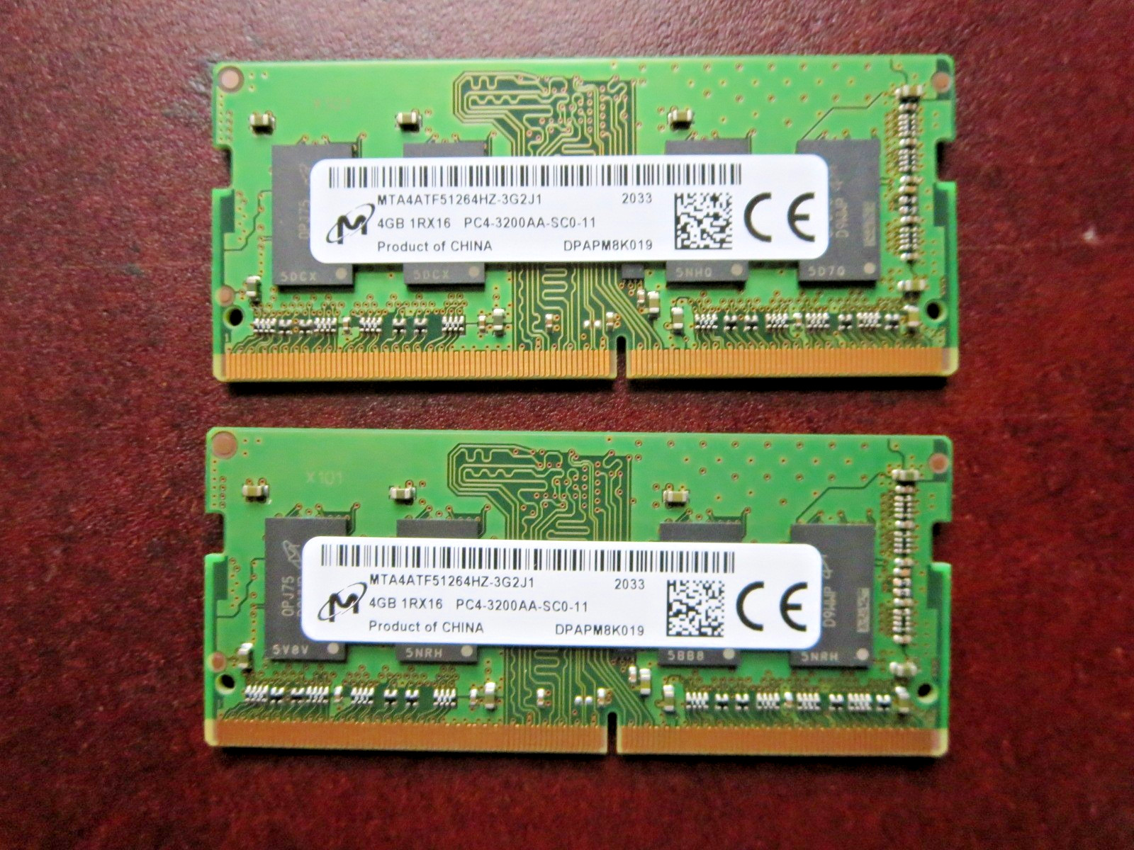 Micron 8GB (4GB x 2) 1Rx16 MTA4ATF51264HZ-3G2J1 PC4-3200AA-SC0-11 Laptop Memory